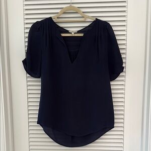 Joie Blue Silk Puff Sleeve Blouse